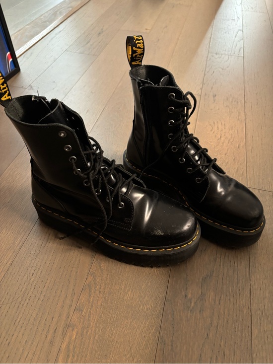 Dr. Martens Shoes - Dr. Martens Black Jadon Leather Platform Lace-Up Boots